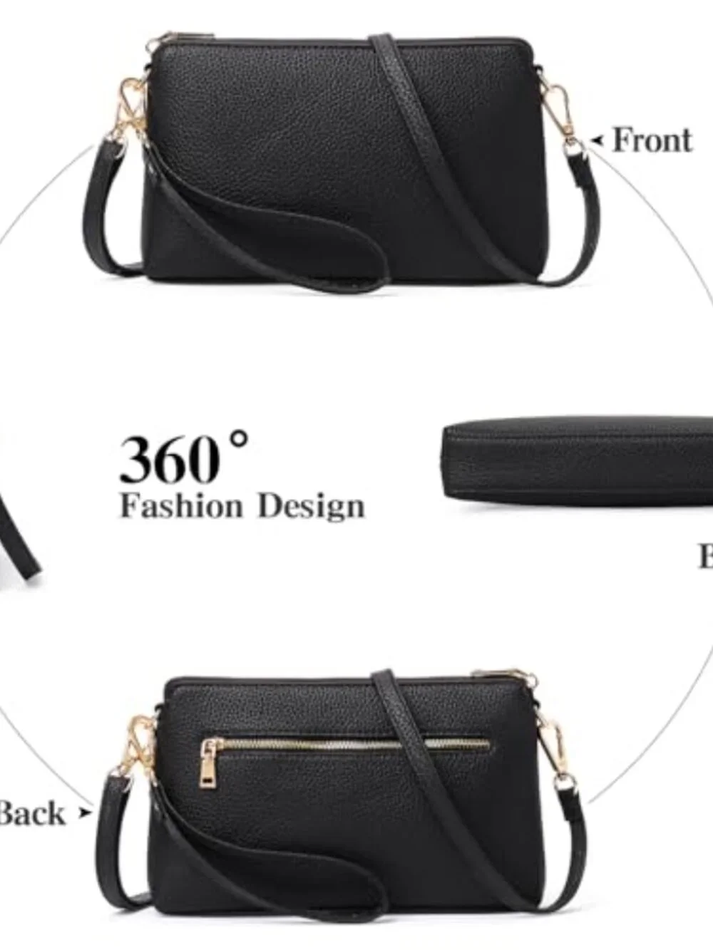 Crossbody Bag for Women RFID Blocking Leather Handbag with Wristlet Strap